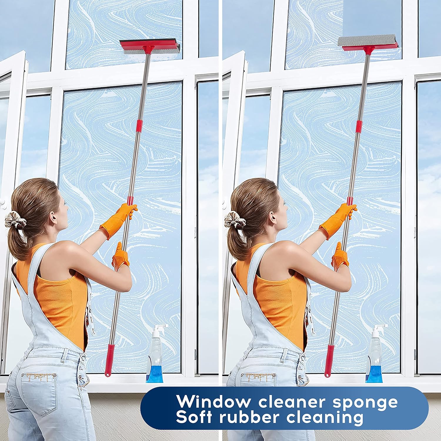 🪟 Adjustable Window Cleaning Squeegee with Extendable Handle